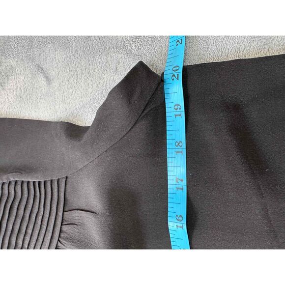 Collective Concepts Silk Black Short Sleeve Tunic Blouse Pleated Detail Medium - Picture 7 of 7